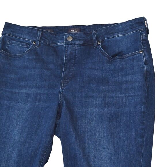 NYDJ Jeans Womens 18 Petite Medium Blue Denim Marilyn Straight Lift Tuck Tech - Picture 3 of 11
